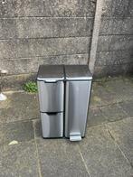 Pedaalemmer 3 vakken - zilver - 60 liter, Ophalen, Gebruikt, Met pedaal, 40 liter of meer