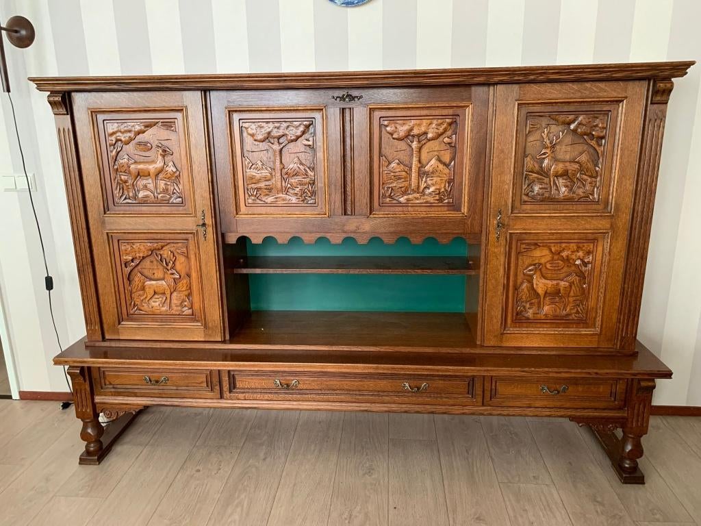 vintage kast, Huis en Inrichting, Kasten | Dressoirs, Ophalen, Gebruikt, 200 cm of meer, Met deur(en)