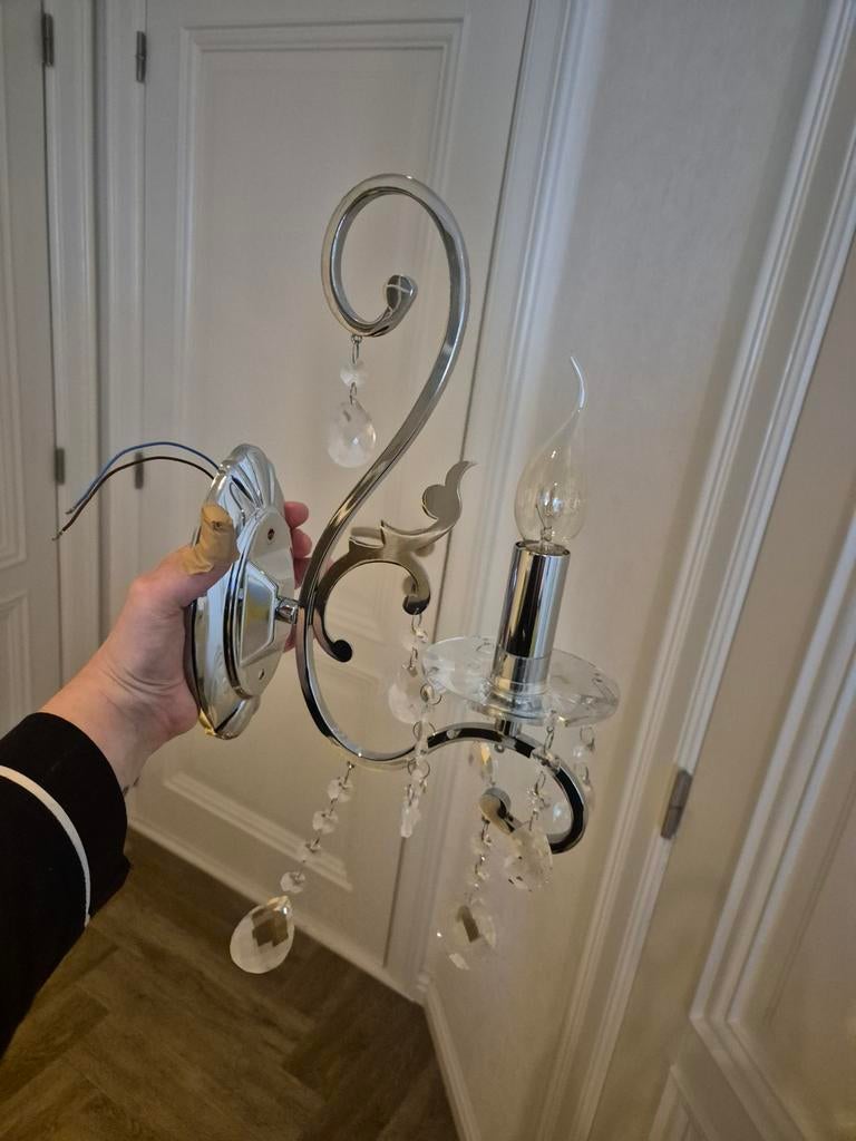 2 mooie wandlampen met kristallen eraan, Ophalen of Verzenden, Zo goed als nieuw