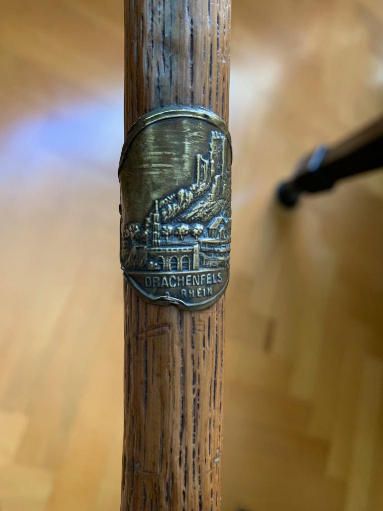 Antieke wandelstok met plaatje 'Drachenfels', Ophalen of Verzenden