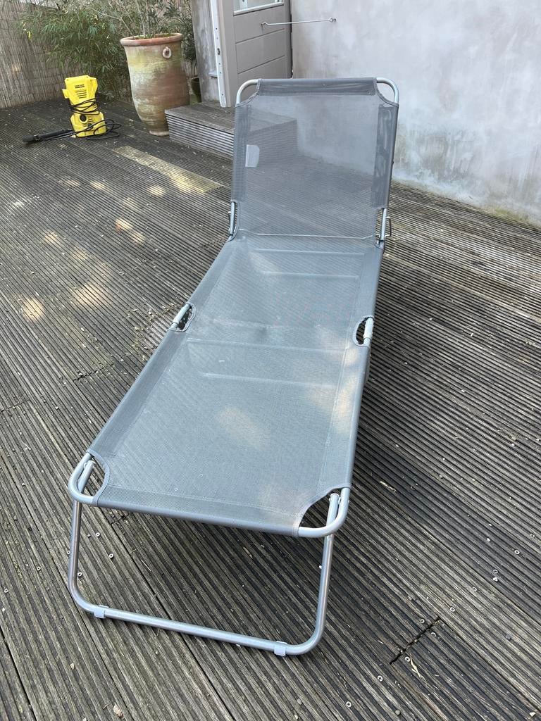 Stretcher ligbed grijs: 189 lang x 58 breed x 28 hoog, Ophalen of Verzenden, Zo goed als nieuw, Aluminium