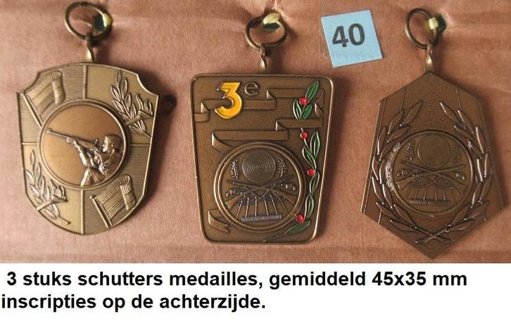 schietsport, set van 3 mooie medailles (40), Postzegels en Munten, Penningen en Medailles, Overige materialen, Ophalen of Verzenden