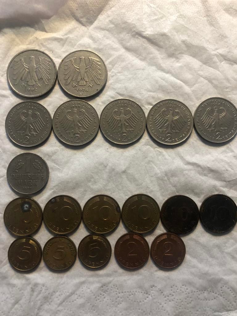 Duitse munten, verschillende jaartallen, Postzegels en Munten, Munten | Europa | Niet-Euromunten, Ophalen of Verzenden, Duitsland