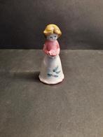 Vintage porseleinen tafelbel meisje met roze bloem, Ophalen of Verzenden