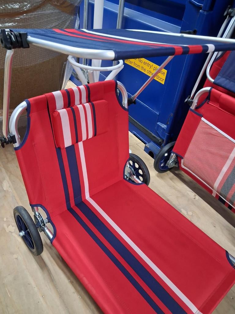 2 strandstoelen ligbedden met luifel Crivit, Ophalen of Verzenden, Zo goed als nieuw, Overige materialen, Verstelbaar