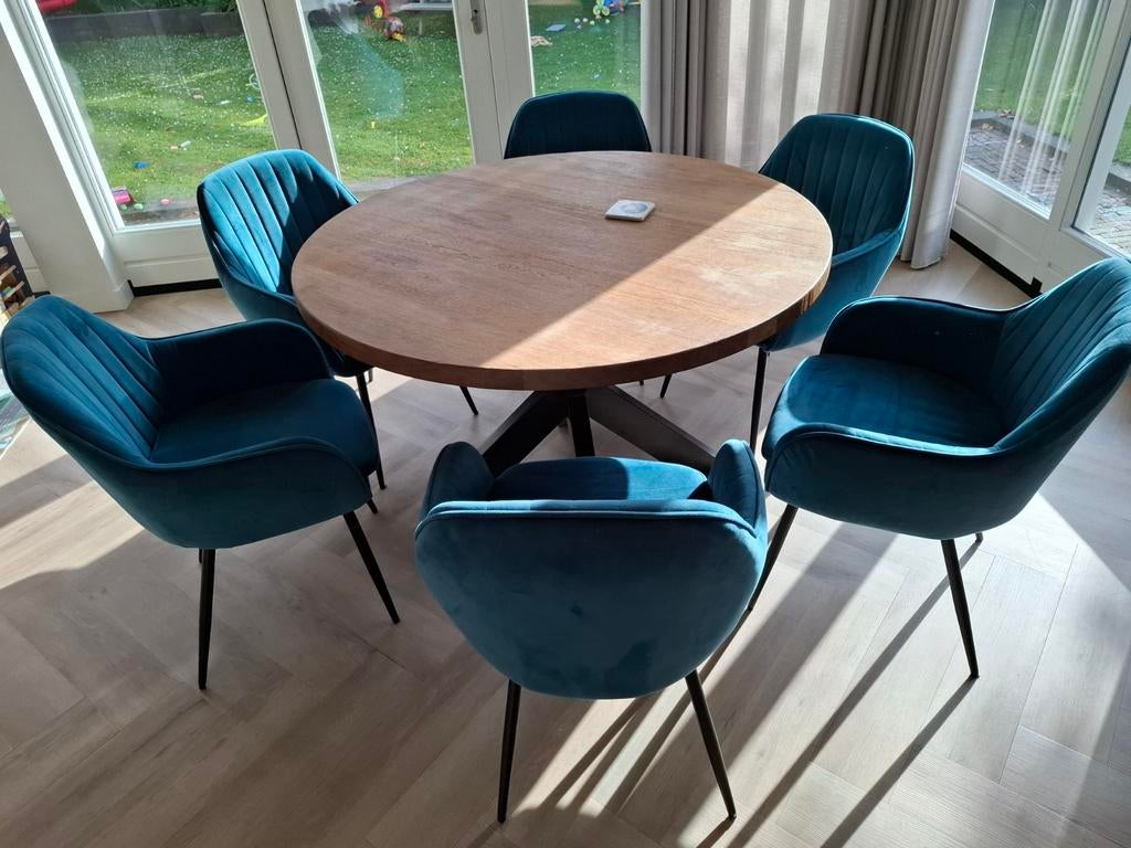 6x Huiskamerstoel Velvet Groen, Huis en Inrichting, Ophalen of Verzenden