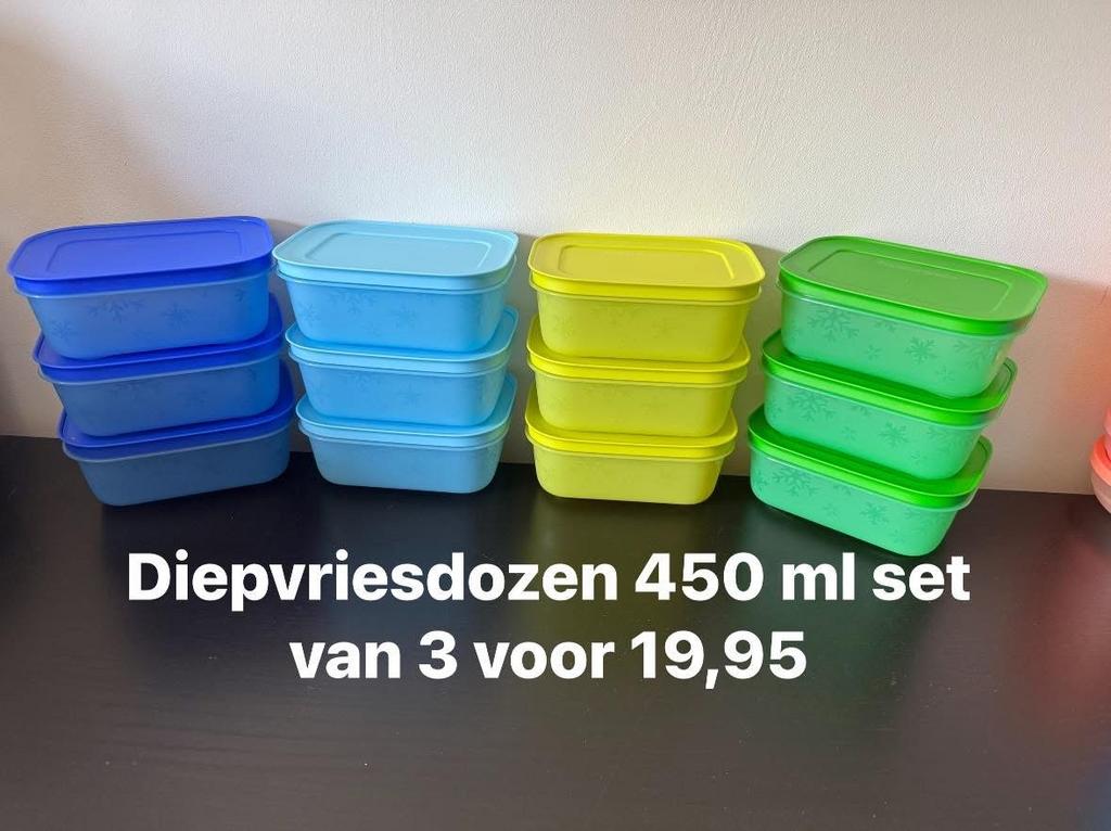 Tupperware diepvriesdoosjes 450 ml - Nieuw, Ophalen of Verzenden, Nieuw, Blauw, Bak of Kom
