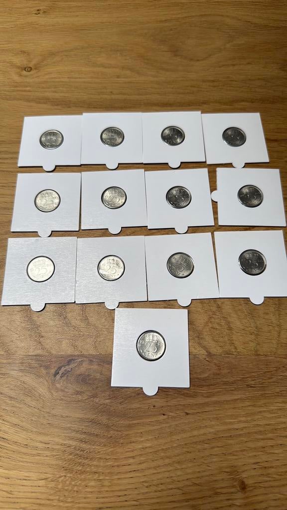 25x 25 cent Juliana UNC / FDC, Postzegels en Munten, Munten | Nederland, Ophalen of Verzenden, Koningin Juliana, 25 cent, Setje