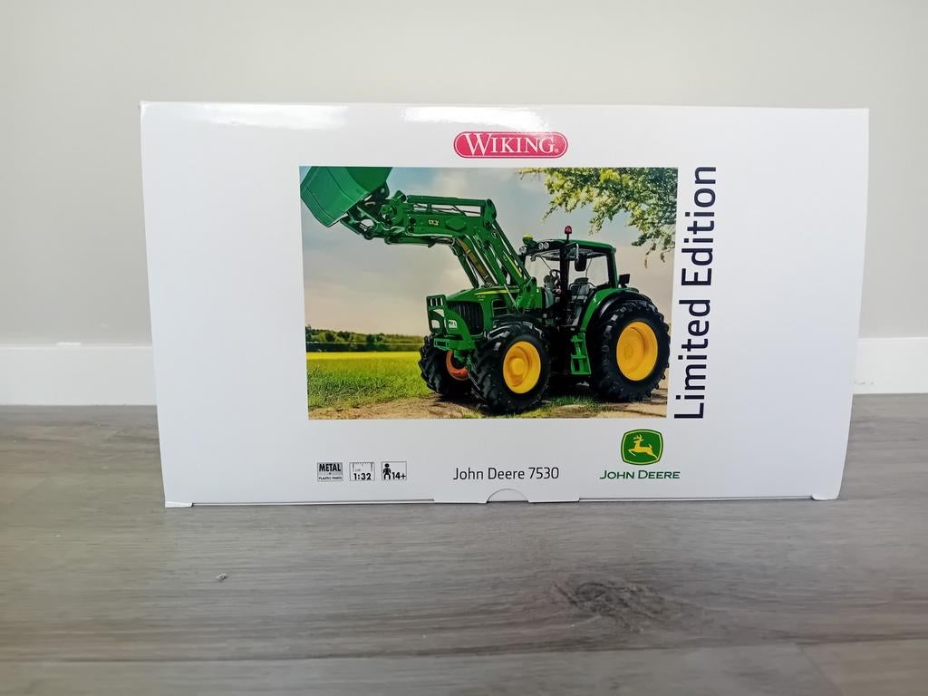 John deere 7530 met voorlader limited edition wiking, Ophalen of Verzenden, Nieuw, Tractor of Landbouw, Overige merken