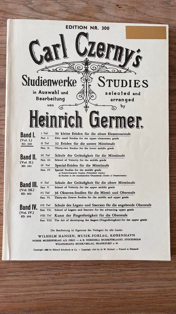Orgel bladmuziek - Carl Czerny’s studies by Heinrich Germer, Muziek en Instrumenten, Bladmuziek, Orgel, Gebruikt, Klassiek, Les of Cursus
