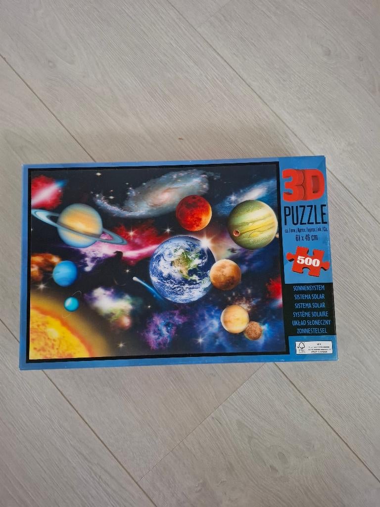 puzzel planeten - 500 stukjes - 3d hologram, Ophalen of Verzenden, 500 t/m 1500 stukjes, Zo goed als nieuw, Legpuzzel