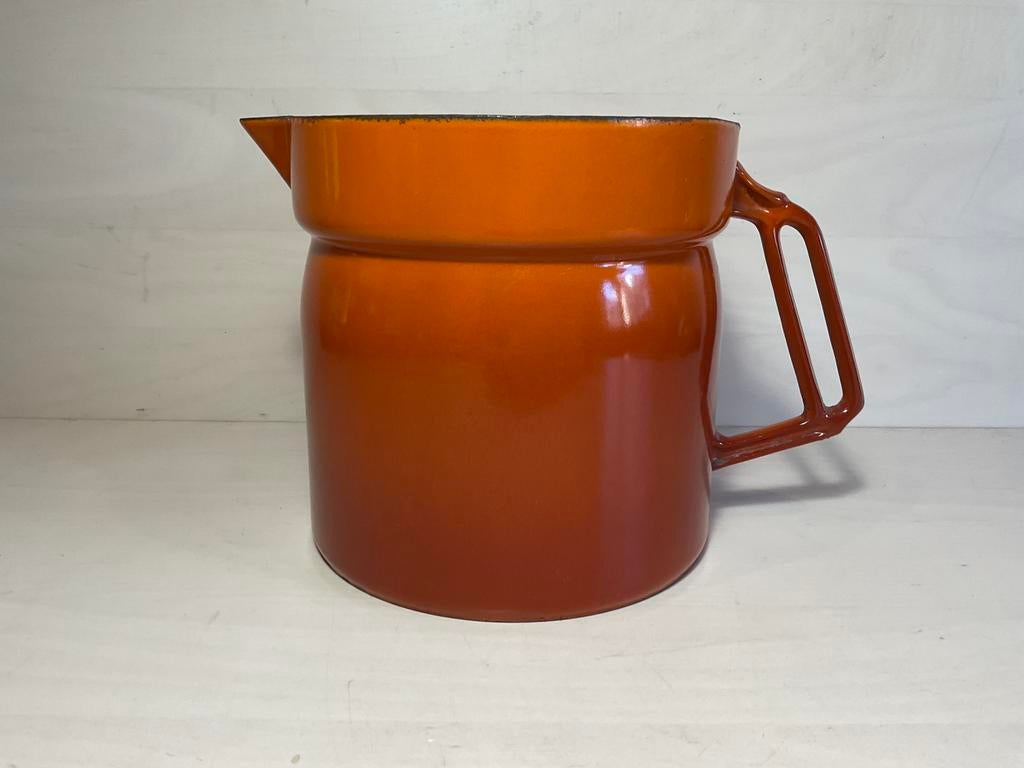 Melkkoker van gietijzer oranje emaille made in Belgium, Ophalen of Verzenden