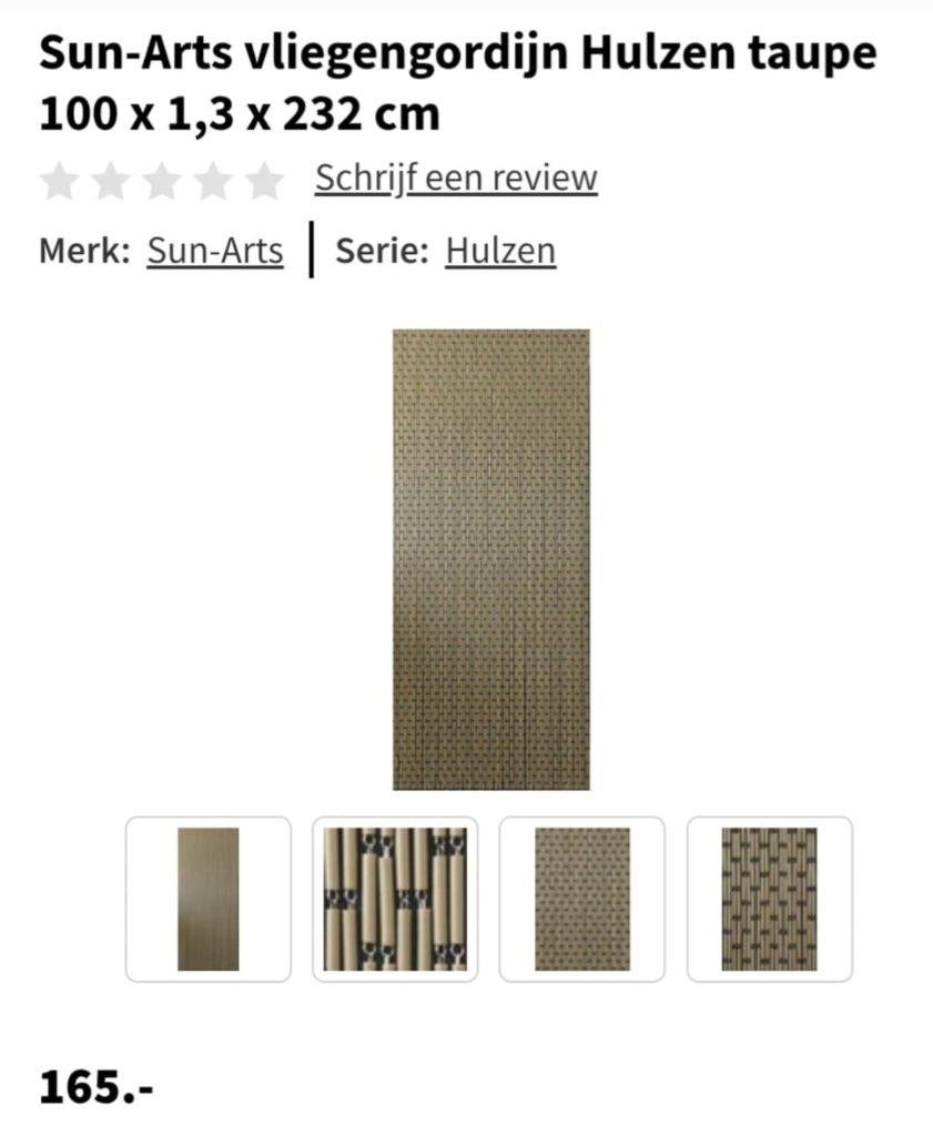 Sun-Arts vliegengordijn Hulzen taupe 100 x 1,3 x 232 cm, Ophalen, Zo goed als nieuw, 50 tot 100 cm, 200 cm of meer