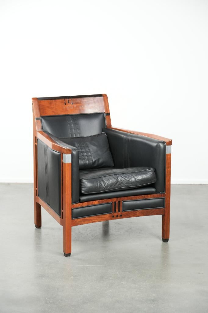 Zwarte Art Deco Schuitema fauteuil uit de Decoforma serie, Huis en Inrichting, Fauteuils, Ophalen, Gebruikt, ., 75 tot 100 cm
