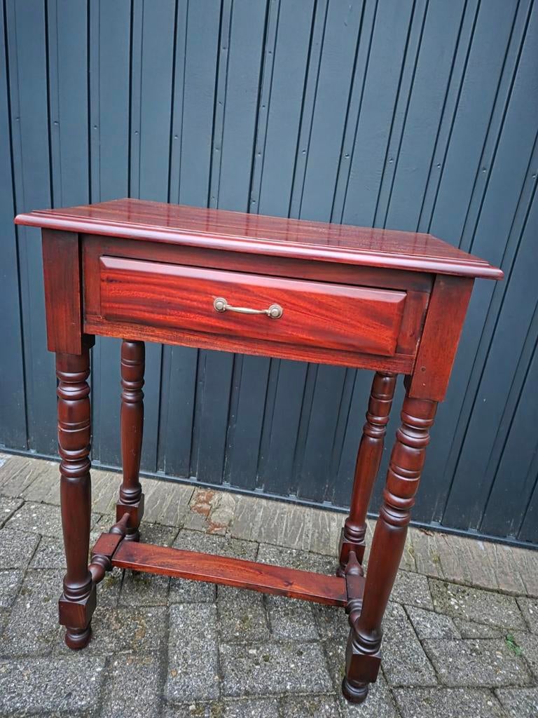 Klassieke bijzettafel met lade - Mahonie look, Ophalen