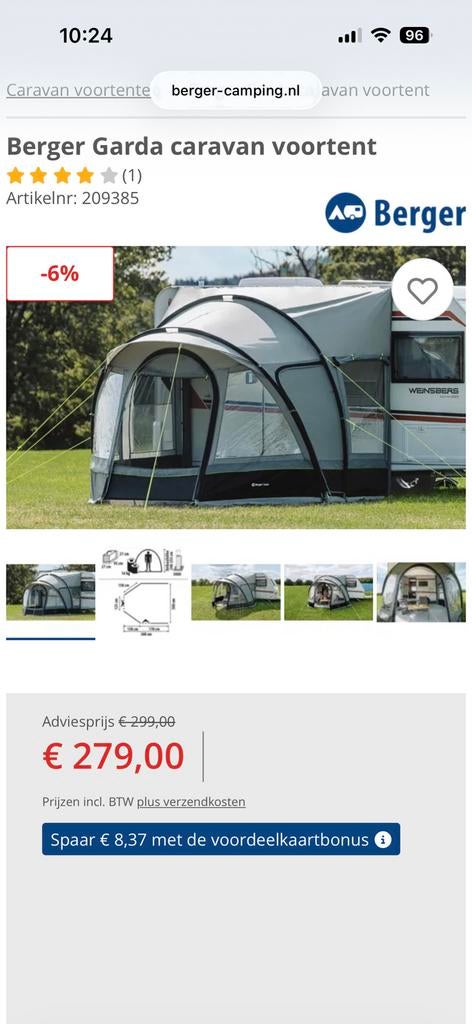 Berger Garda Deluxe Reistent., Ophalen of Verzenden, Zo goed als nieuw