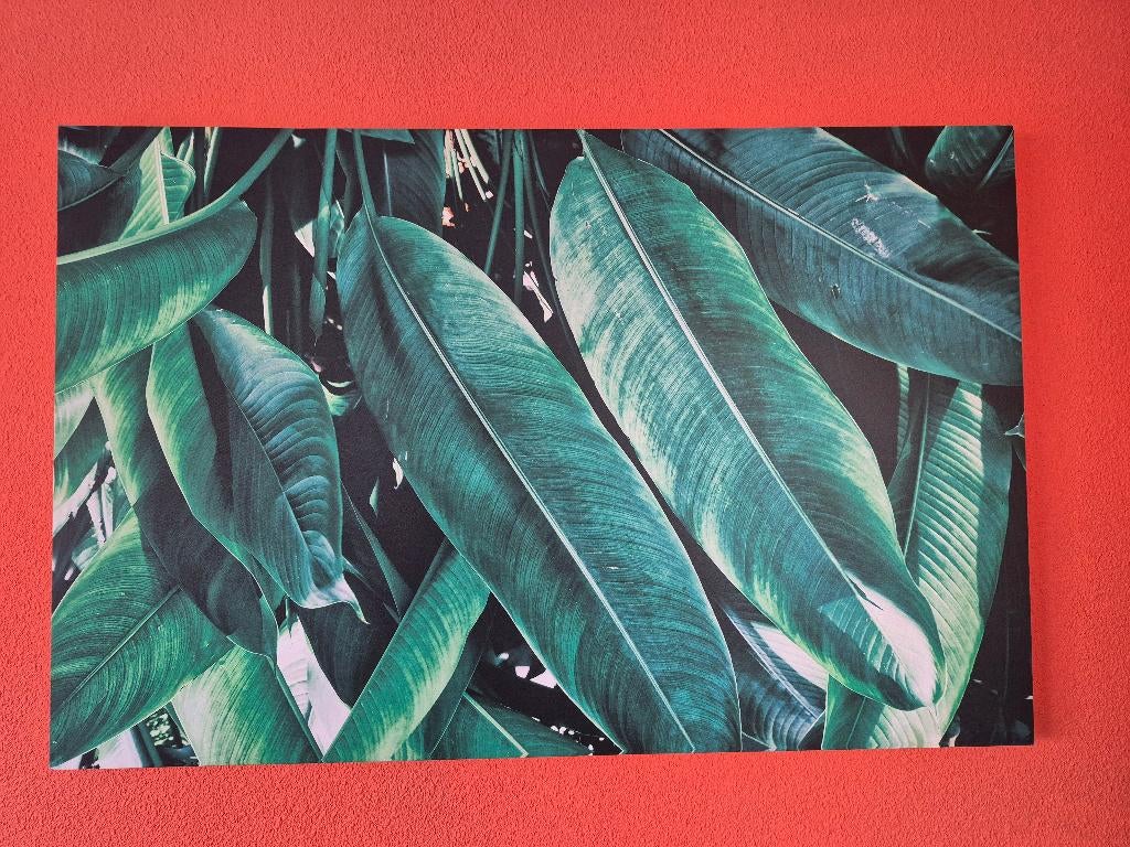 Groen Bladeren Schilderij 115x75cm, Huis en Inrichting, Woonaccessoires | Schilderijen, Tekeningen en Foto's, Ophalen, Gebruikt