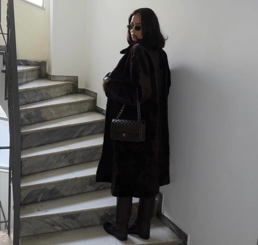 Vintage Echte nertsen bontjas short, maat L, Kleding | Dames, Ophalen of Verzenden, Zo goed als nieuw, Maat 42/44 (L), Bruin