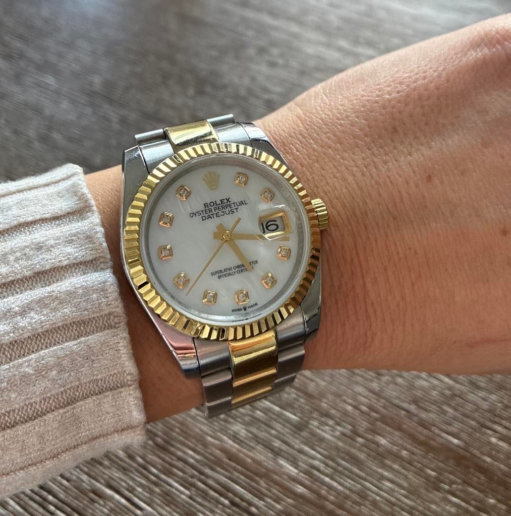 Mooi automatisch datejust horloge 36 mm, Staal, Gebruikt, Rolex, Polshorloge