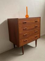 Midcentury vintage teak Deens ladekastje, Ophalen, Gebruikt, 50 tot 100 cm, 3 of 4 laden