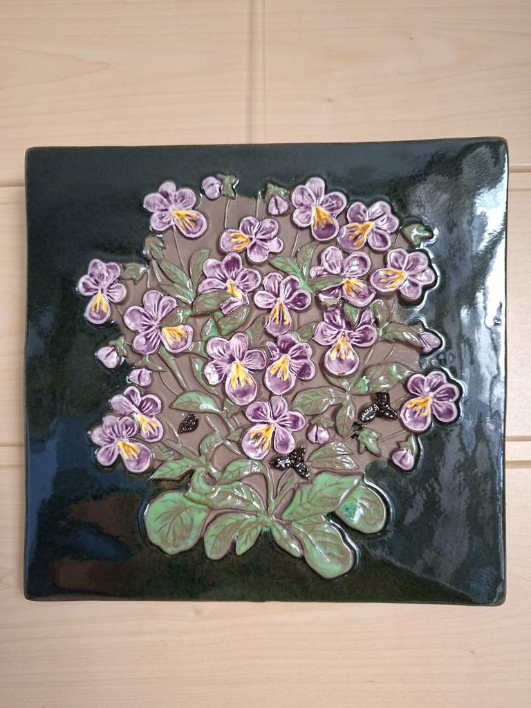 Vintage XL Jie Gantofta Bloemen Tegel, Ophalen of Verzenden