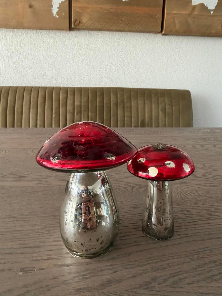 Vintage Glazen Paddenstoelen, Ophalen of Verzenden, Zo goed als nieuw, Rood, Glas
