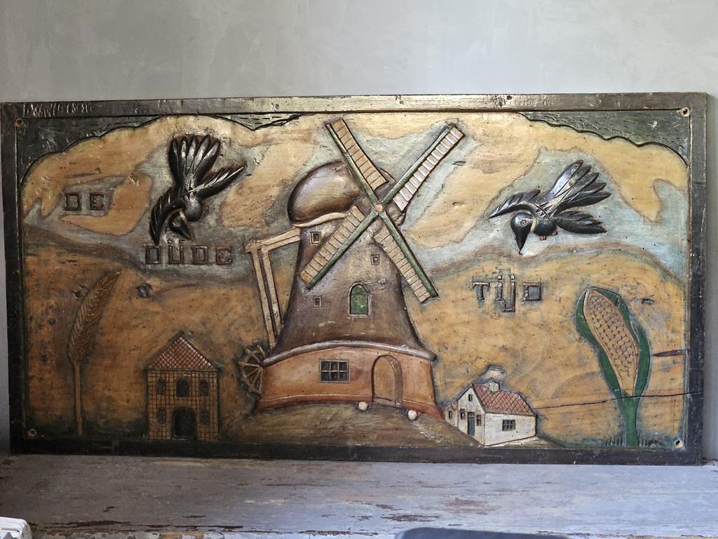 Antiek handgesneden plaquette / volkskunst, Antiek en Kunst, Overige onderwerpen, Art deco, Ophalen of Verzenden, Wanddecoratie