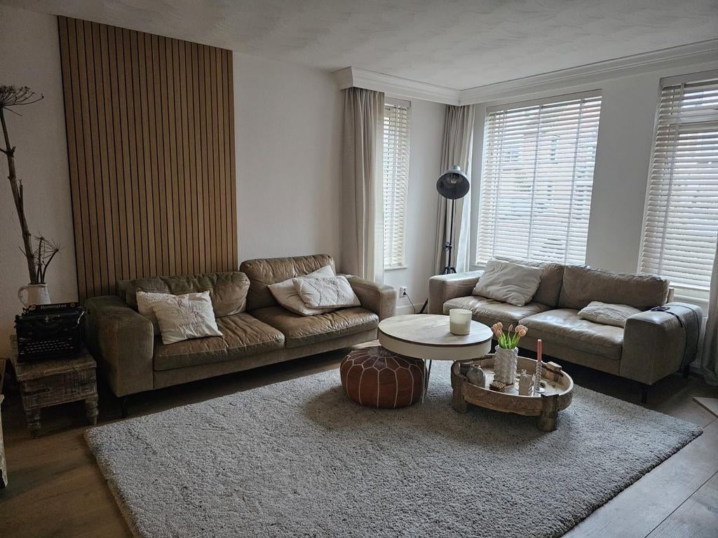 Set van 2 Olive lederen banken (2-zits en 2,5-zits), Ophalen, Gebruikt, Cowboy, Industrieel, Vintage, Tweepersoons