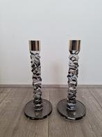 Orrefors Sweden Kristallen Kandelaars - 24 cm, Ophalen of Verzenden, Kristal