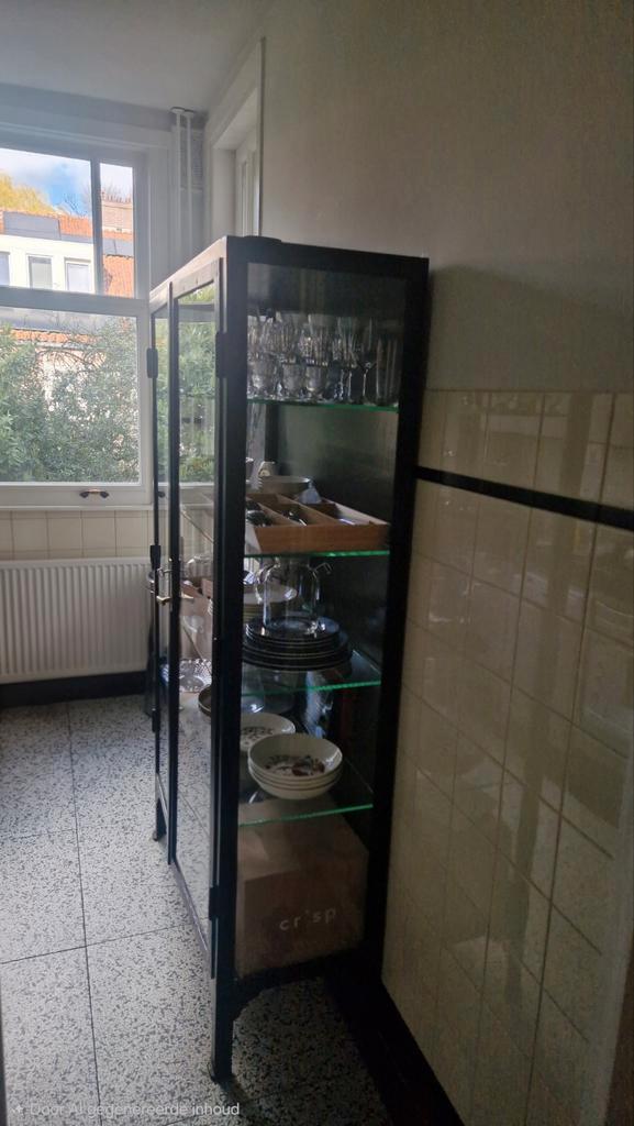 Metalen apothekerskast - Zwart, Huis en Inrichting, Kasten | Vitrinekasten, Gebruikt, 150 tot 200 cm, 100 tot 150 cm, 25 tot 50 cm
