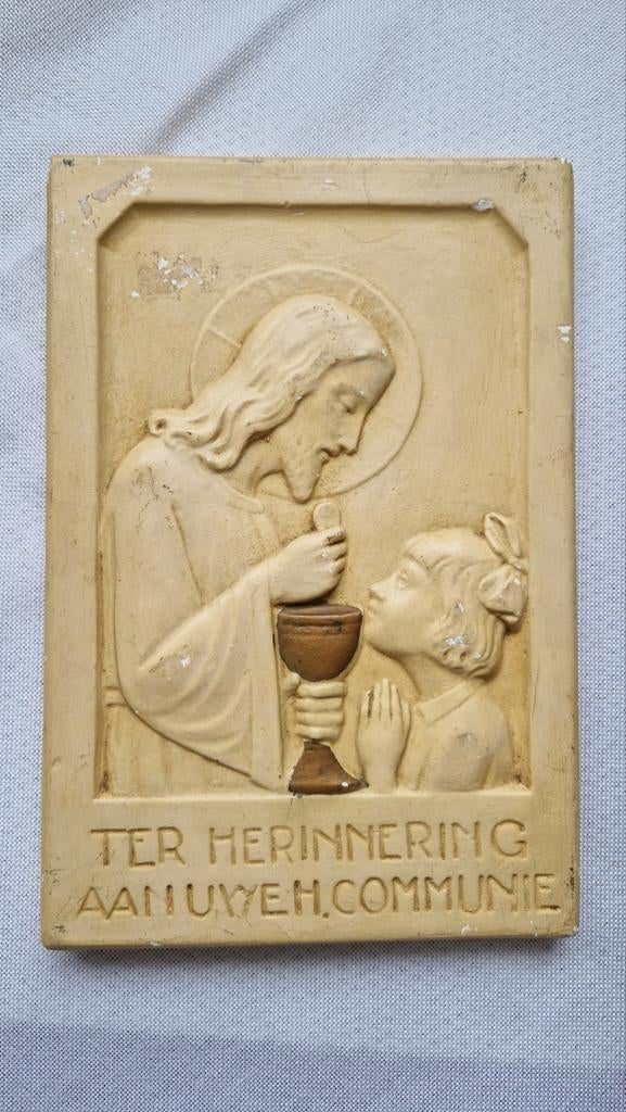 Vintage Communie Plaquette, Antiek en Kunst, Antiek | Religie, Ophalen of Verzenden