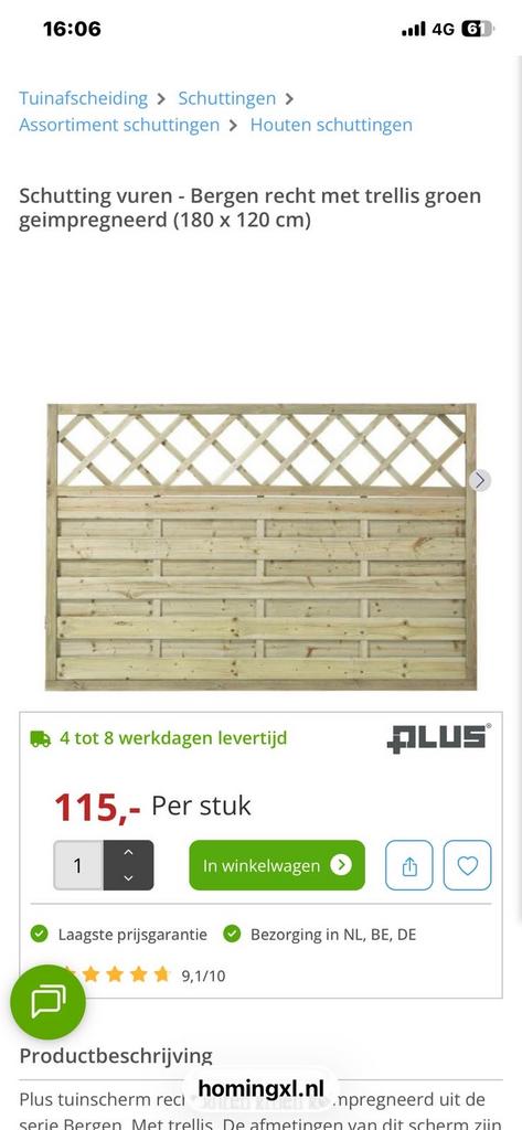 Houten Tuin schuuting, Tuin en Terras, Ophalen, Minder dan 3 meter, Hout, 1 tot 2 meter