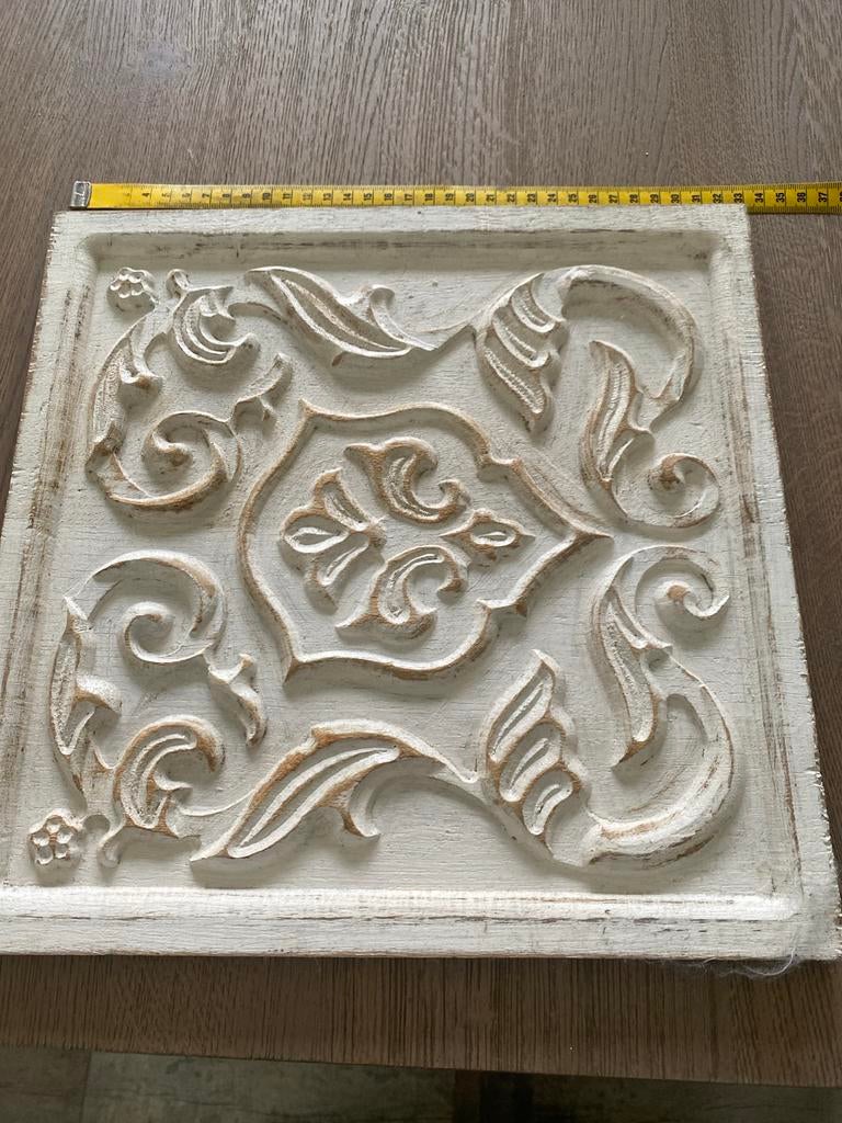 Decoratief Oud Wandpaneel Houtsnijwerk 32x32 cm, Ophalen of Verzenden