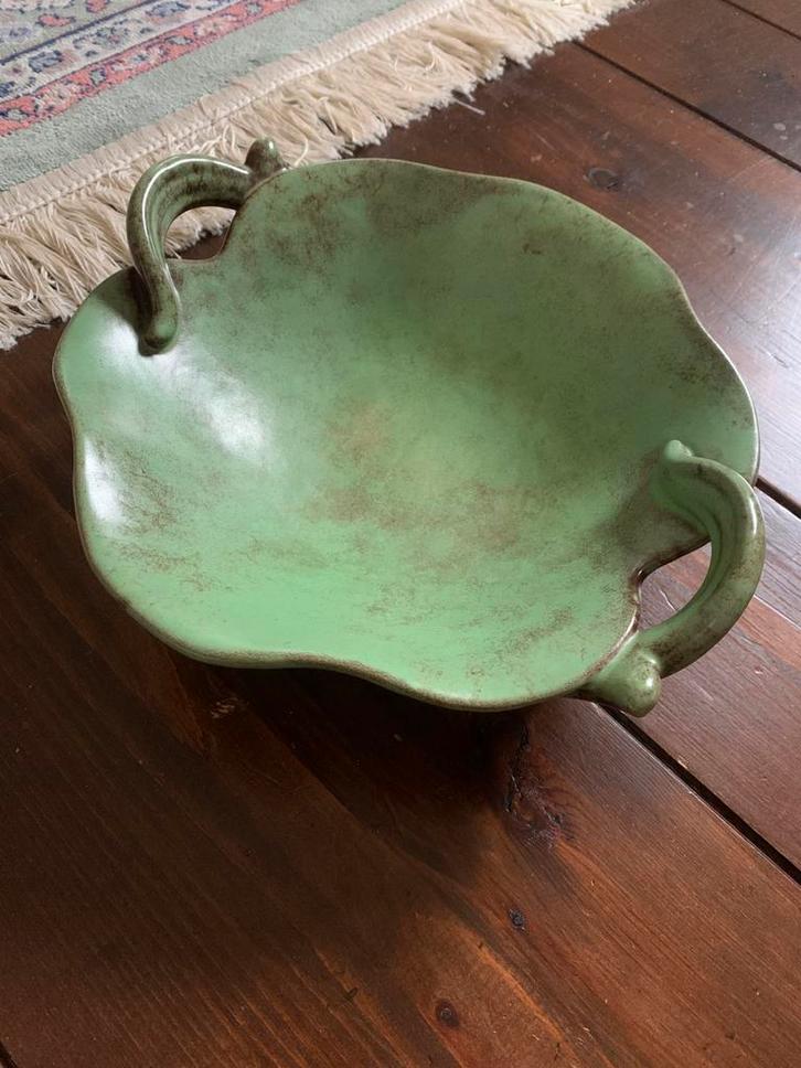 Antieke groene schaal voor fruit, bonbons e,d, uit jaren '30, Antiek en Kunst, Curiosa en Brocante, Ophalen