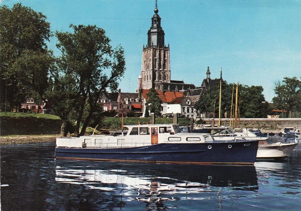 Zutphen Jachthaven + zicht op St. Walburgs Kerk 1976 gelopen, Verzenden, 1960 tot 1980, Gelopen, Gelderland
