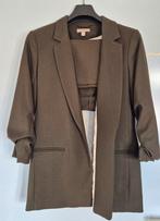 Donkergroene mantelpak met rok - H&M - Maat 38/M, Maat 38/40 (M), H&M, Kostuum of Pak, Ophalen of Verzenden