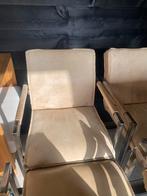 Gratis 6 gebruikte buffel lederen stoelen met stalen frame, Ophalen, Gebruikt, Overige kleuren, Stoer/ industrieel
