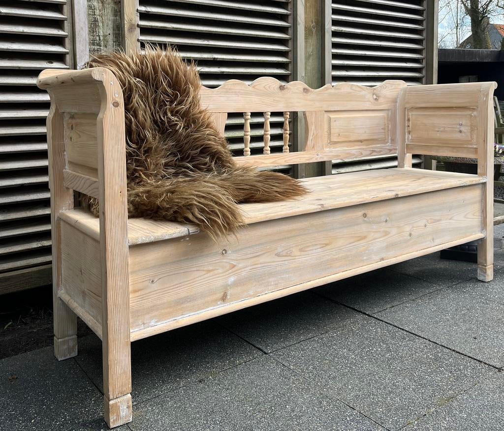 Authentieke landelijke boeren klepbank | massief hout, Ophalen, Zo goed als nieuw, Hout