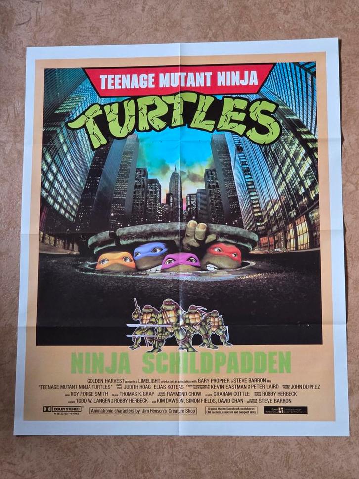 Poster van film: Teenage Mutant Ninja Turtles uit 1991, Verzamelen, Posters, Film en Tv, A1 t/m A3, Ophalen of Verzenden