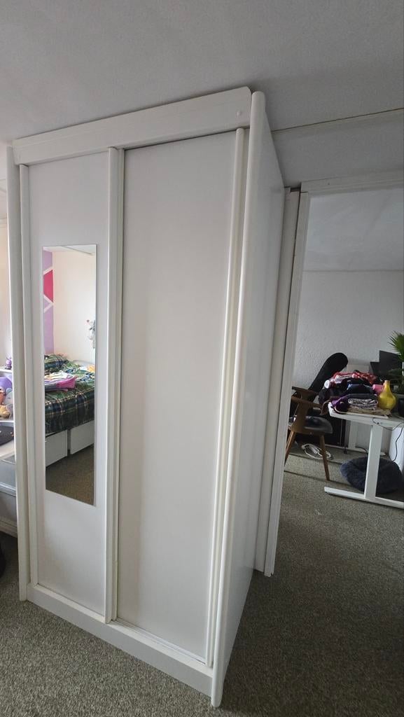 Kledingkast met schuifdeuren en spiegel (100x60x200cm), Met deur(en), 100 tot 150 cm, 200 cm of meer, Ophalen of Verzenden