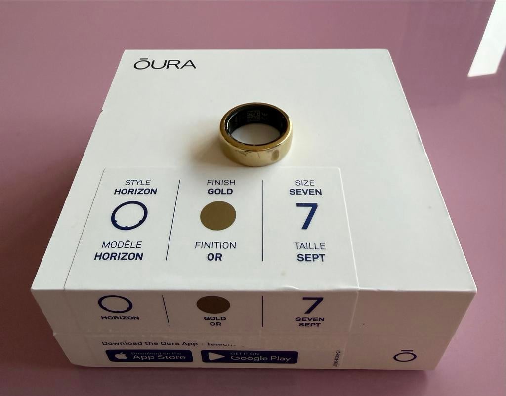 Oura Ring 3 Horizon Gold Maat 7, Sieraden, Tassen en Uiterlijk, Activity trackers, Ophalen, Gebruikt, Geel, IOS