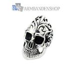Rvs skull biker ring big grote ring doodskop RVS zilver, 20 of groter, Heer, Nieuw, Zilver
