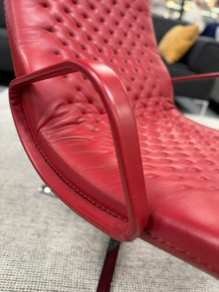 De Sede 51 Fauteuil rood leer Design draai stoel DS-51, FSM, De Sede, Minder dan 75 cm, Leer