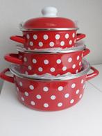 Pannenset rood met witte stip 6-delig Nieuw !!!, Ophalen, Nieuw, Overige materialen, Pannenset