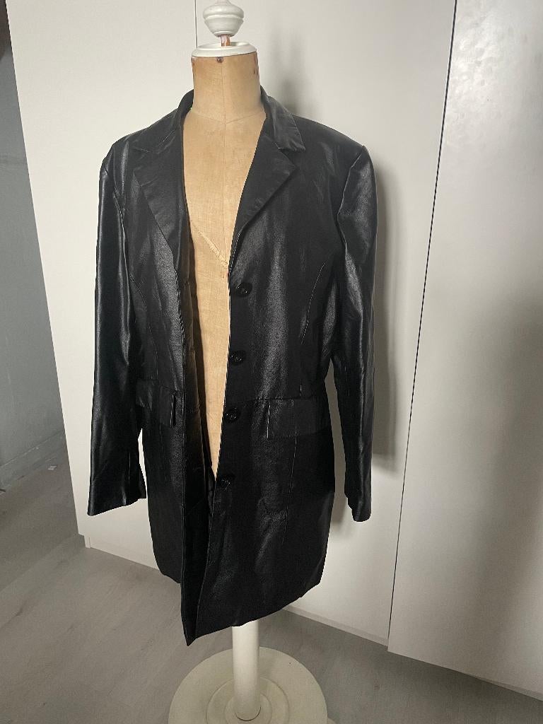 leer vintage jas, Maat 38/40 (M), Zwart, Ophalen of Verzenden, Zo goed als nieuw