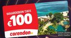 Corendon waardebon 100 euro, Eén persoon, Cadeaubon