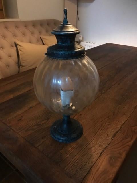 Lantaarn staande glazen oud, Antiek en Kunst, Antiek | Lampen, Ophalen of Verzenden