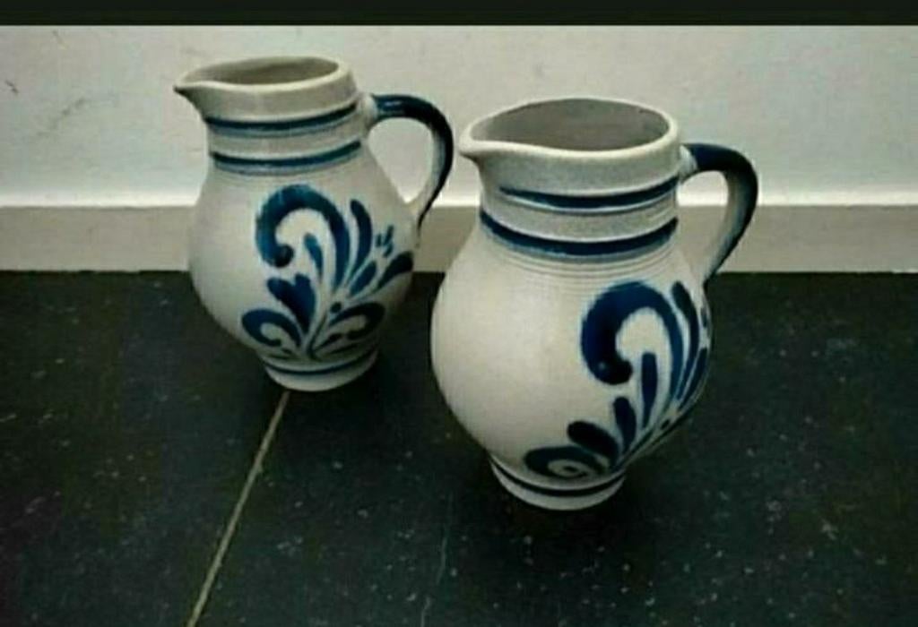 Keulse Potten,grijs,blauw,handvat,schenkkan,422-18,Duitsland, Ophalen of Verzenden, Zo goed als nieuw, Overige materialen, Overige typen