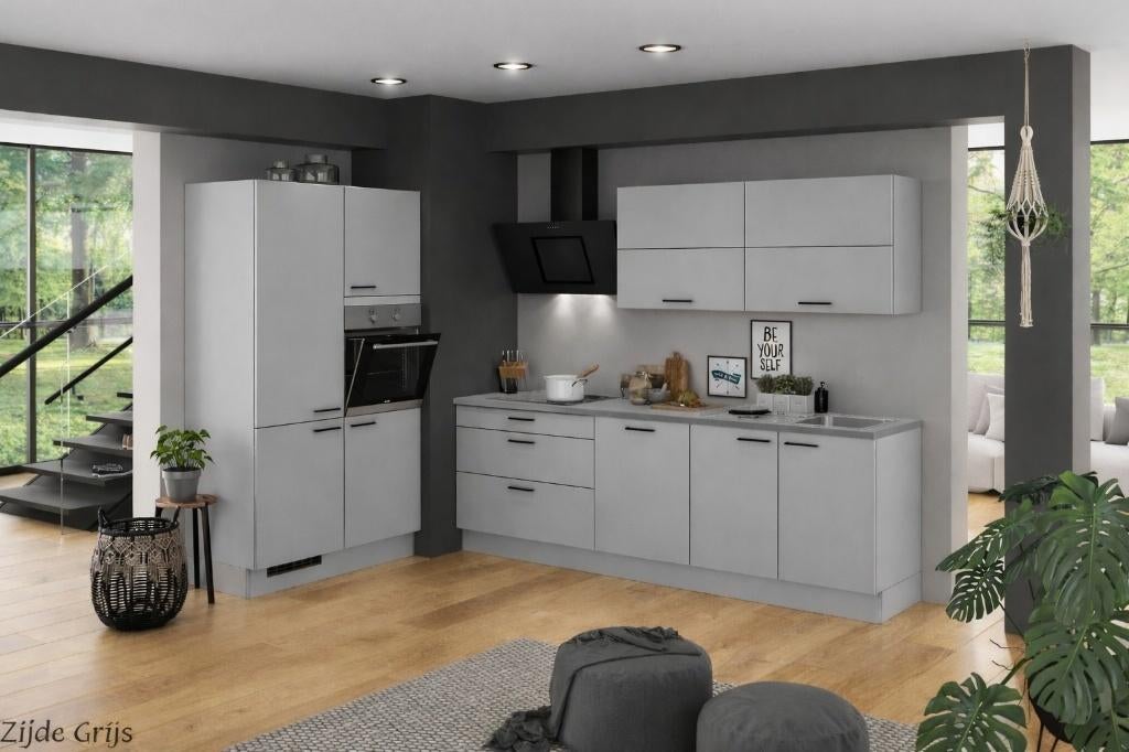 Nieuwe moderne keuken–mat zijdegrijs | compleet + apparatuur