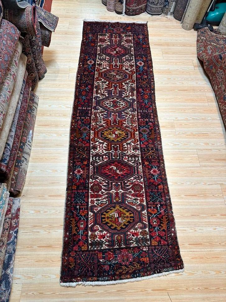 Loper Qaraja Perzisch Tapijt ( Runner, Carpets ) 320 x 96 cm, Huis en Inrichting, Stoffering | Tapijten en Kleden, Gebruikt, 50 tot 100 cm